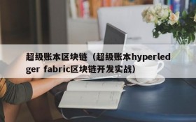 超级账本区块链（超级账本hyperledger fabric区块链开发实战）