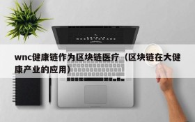 wnc健康链作为区块链医疗(区块链在大健康产业的应用)